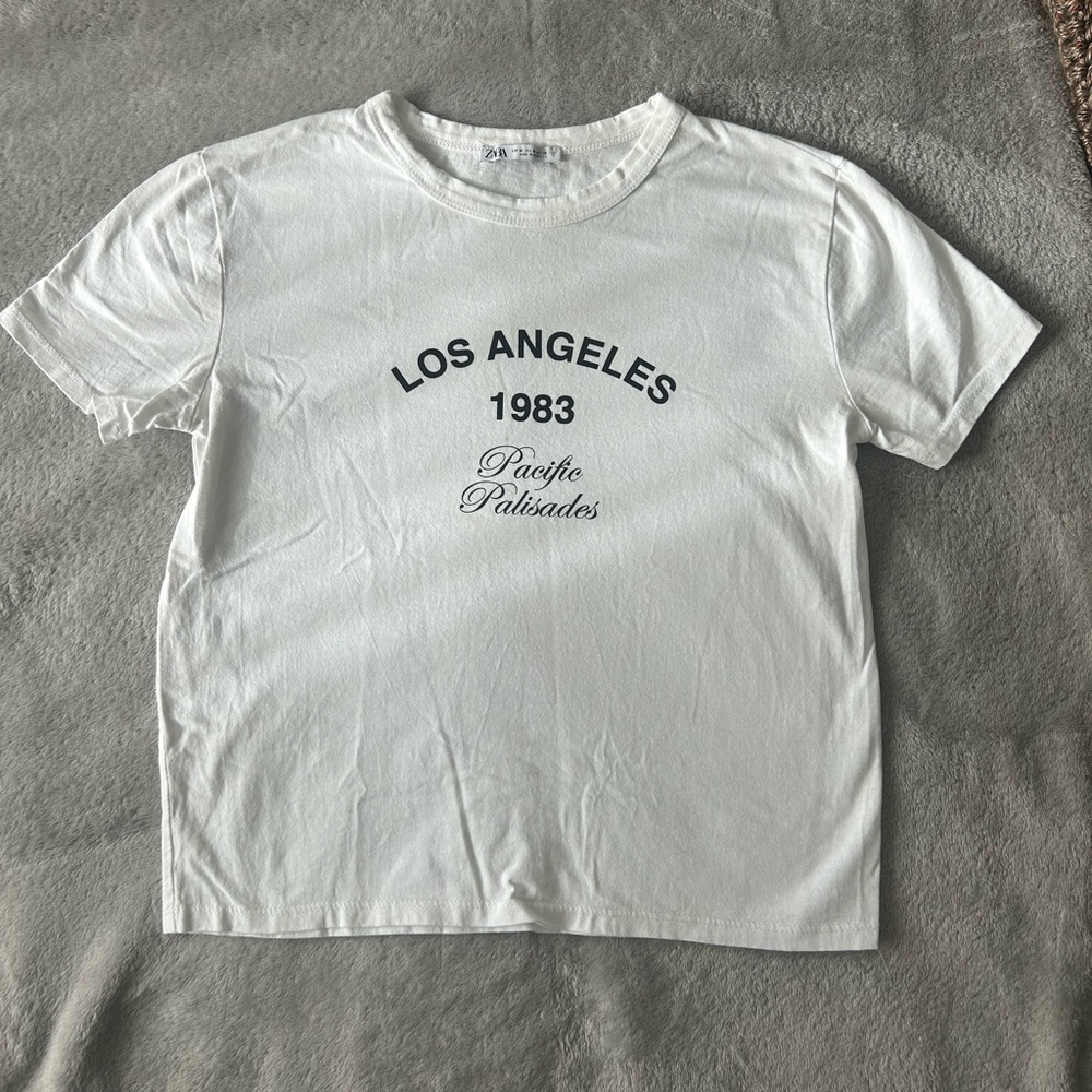 Zara LA Pacific Palisades~White Crewneck Tee